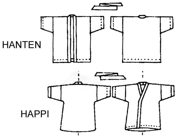 Loose-fit Wrap Happi Coat XS-2X and Hanten S-4X Victoria Loose-fit Wrap Happi Coat XS-2X and Hanten S-4X Victoria