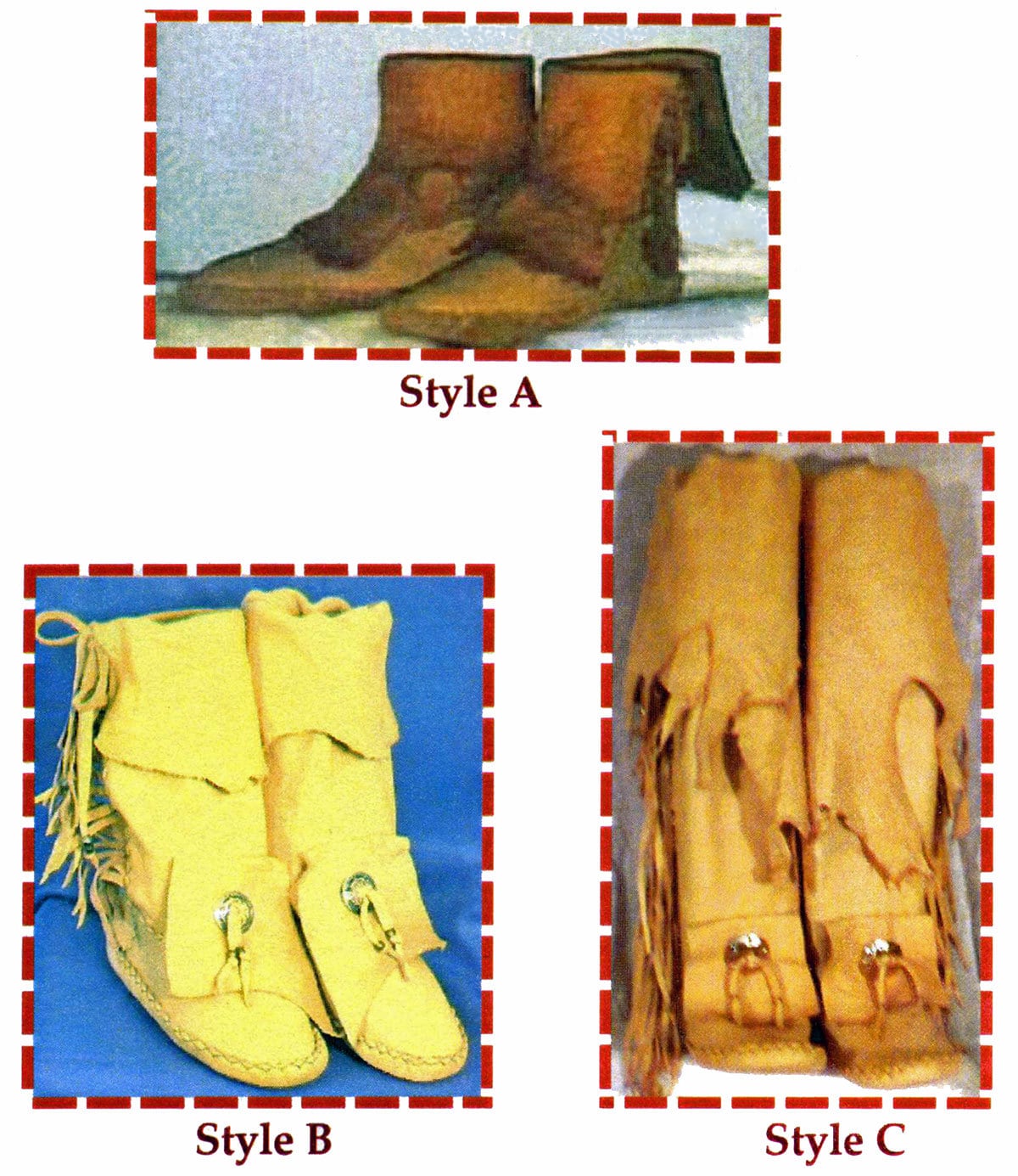 Native American Yaqui Indian Moccasin Sewing Pattern in 3