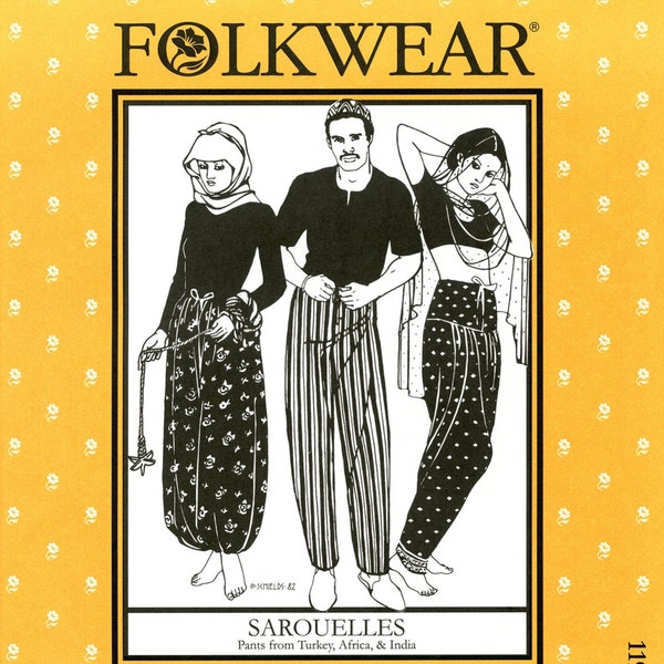 Folkwear #119 Sarouelles Pants from Turkey, Africa & India Sewing Pattern sizes S-2XL for Men and Women