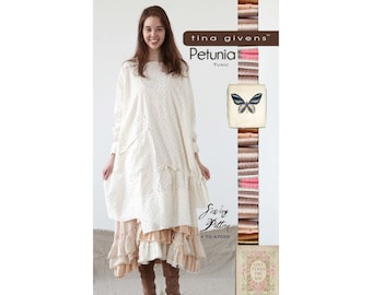 Tina Givens Petunia Tunic / Shirt Dress sizes XS-2X Sewing Pattern # 7033