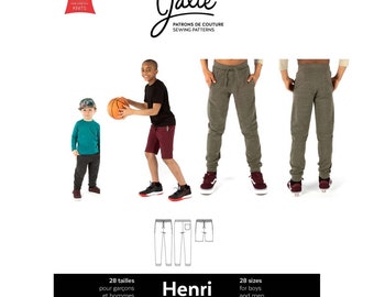 Jalie Henri Joggers Pants and Shorts Sewing Pattern 3909 Men's XS-XXL & Boys' 2-13
