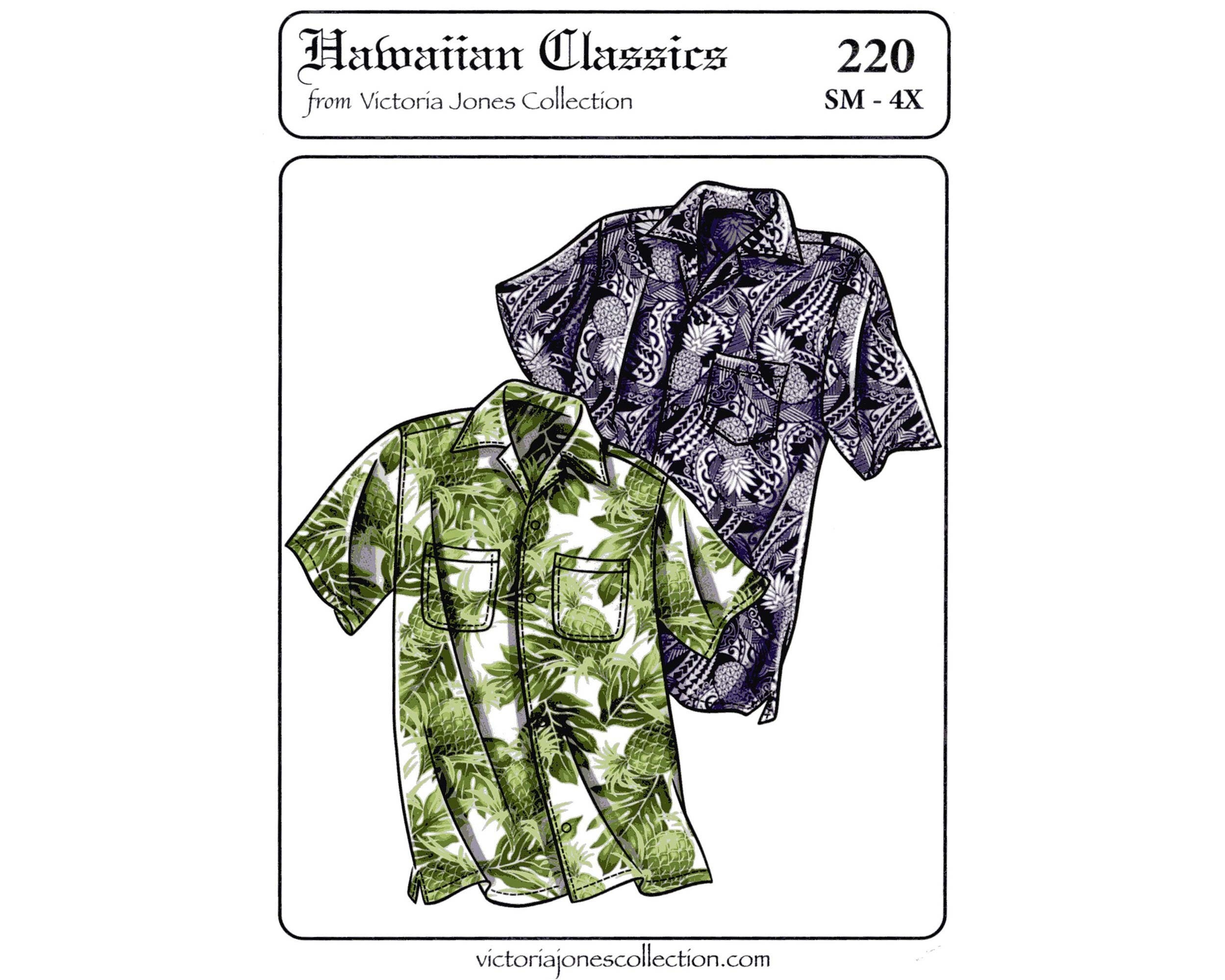 Men's Loose-fit, Casual Hawaiian Aloha Shirt size S-4XL Victoria Jones  Sewing Pattern #220