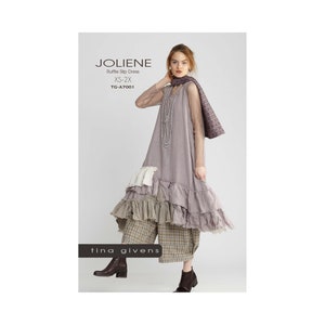 Tina Givens Joliene Raw Magic Ruffle Slip Dress sizes XS-2X Sewing Pattern # 7001