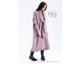 Tina Givens Inka Shift Dress with Scarf sizes XS-3X Sewing Pattern # 7150