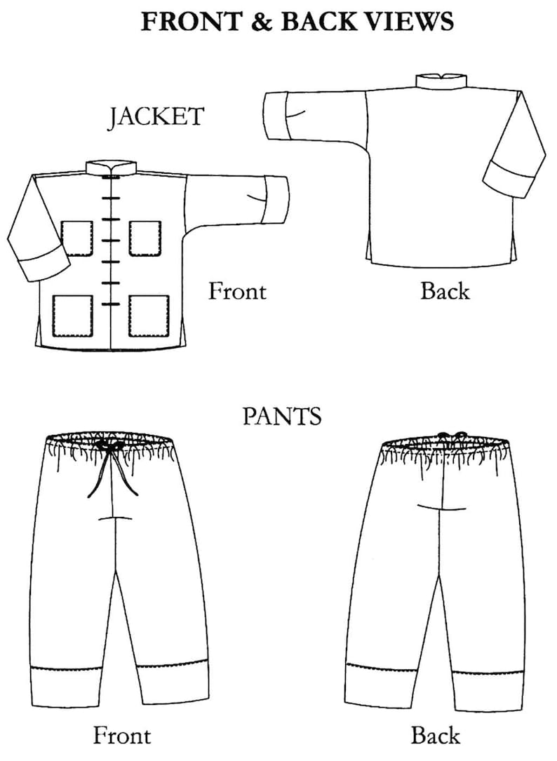 Folkwear Chinese Pajamas Jacket &amp; Pants Sewing Pattern 145 - Etsy