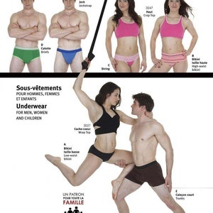 Jalie 3242 Underwear - Bikini, Briefs, Trunks, Jockstrap Sewing Pattern - Men, Women, Children