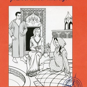 May include: Illustration of a Moroccan Djellaba pattern cover. The cover features three people in traditional clothing, with the text "FOLKWEAR patterns with timeless style" at the top. The words "Moroccan Djellaba" and "PATTERN 157" are at the bottom.