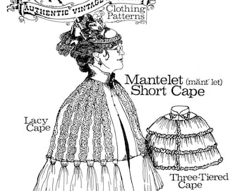 Ladies' Victorian 1830s-1890s Mantelet Short Cape - Buckaroo Bobbins Sewing Pattern