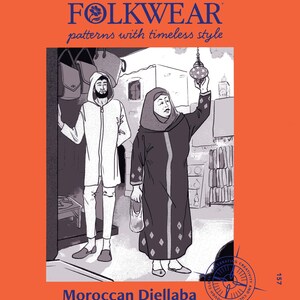 Folkwear Moroccan Djellaba - Caftan, Robe, Hooded Tunic sizes XS-3XL Sewing Pattern # 157 image 3