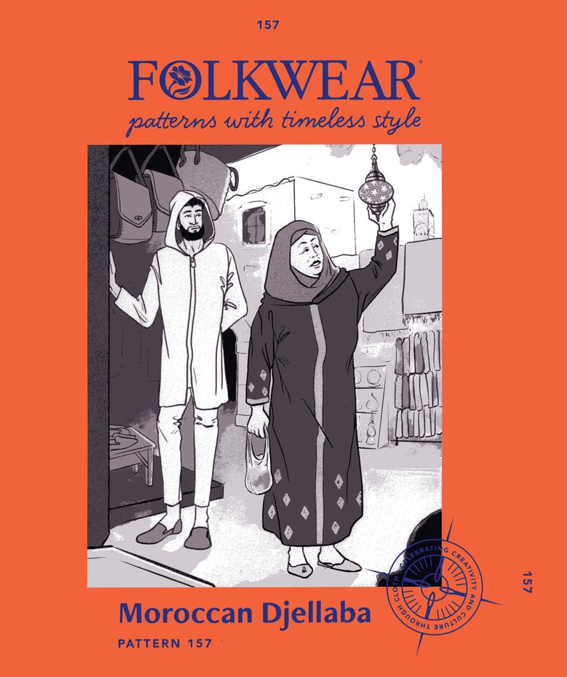 Folkwear Moroccan Djellaba - Caftan, Robe, Hooded Tunic sizes XS-3XL Sewing Pattern # 157 image 3