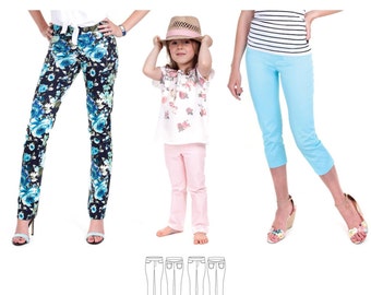 Jalie Stretch Pull-On Jeans & Cropped Pants  Sewing Pattern 3461 Eleonore - 27 Sizes for Women and Girls