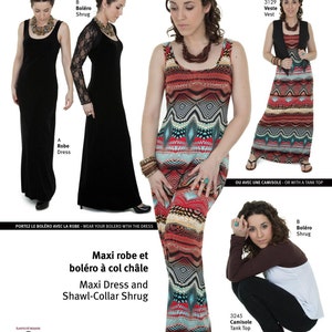 Jalie Maxi Dress and Shawl Collar Shrug Sewing Pattern # 3246 in 29 ...