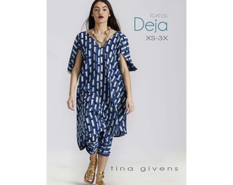 Tina Givens Deja Dress or Tunic w/Asymmetrical Shape Sewing Pattern # 7151 sizes XS-3X