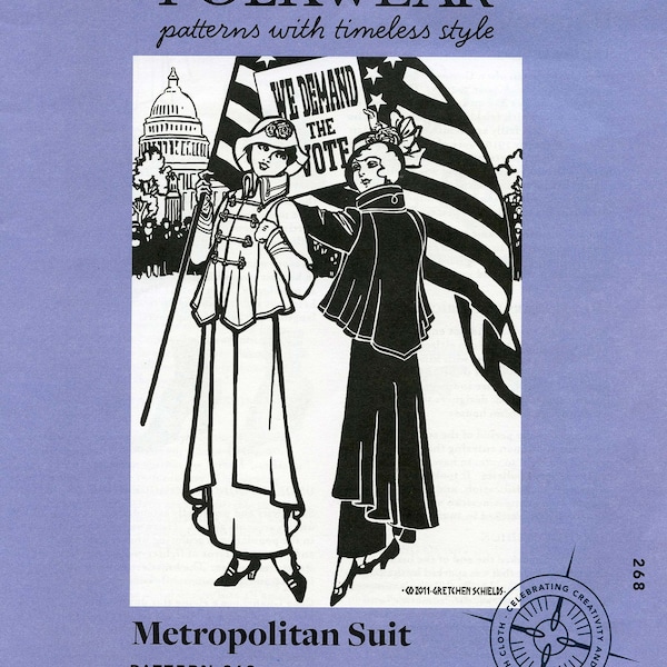 Folkwear 1914 Metropolitan Suit Jacket & Skirt size S-3XL Sewing Pattern #268 WWI era