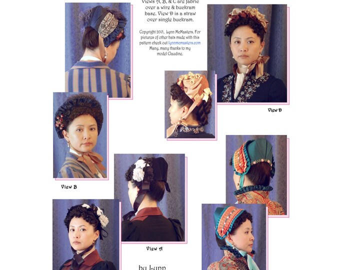 Late 1870s Thru Mid 1890s Victorian Bonnet in 4 Views Sewing Pattern 63 ...