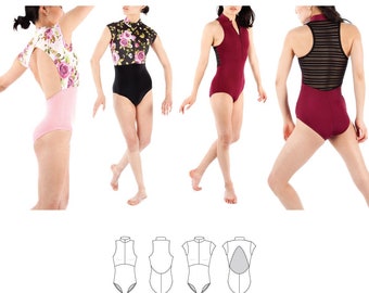 Jalie 3892 Joelle Half-Zip Mock Neck Leotards Sewing Pattern in 27 Sizes Women & Girls