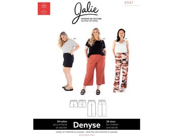 Jalie Denyse Pull-On Woven Pants & Shorts Sewing Pattern #4347 Women's and Girls' Sizes