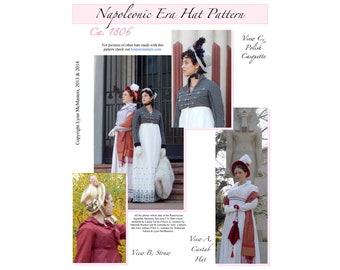 Women's Napoleonic Era Hat Pattern Ca. 1806 - Lynn McMasters Sewing Pattern # 55
