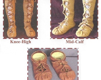 Adult's Ghillie Moccasin in Low Top, Knee High and Mid-Calf Styles - SparrowHawk Sewing Pattern #Y011 Celtic, Roman, Breton, Biblical, SCA