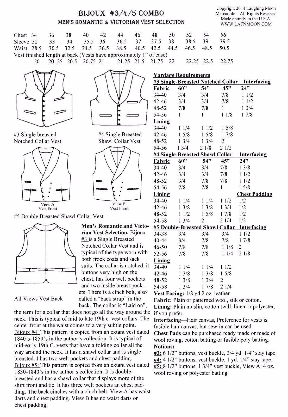 double breasted vest pattern
