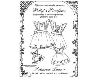 Child's Polly's Pinafores sizes 2-6 Embroidered or Smocked - Primrose Lane Sewing Pattern # PL-013