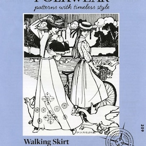 Folkwear Victorian - Edwardian Walking Skirt in 2 Lengths Sewing Pattern # 209 Size S-3XL