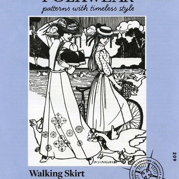 Folkwear Victorian - Edwardian Walking Skirt in 2 Lengths Sewing Pattern # 209 Size S-3XL