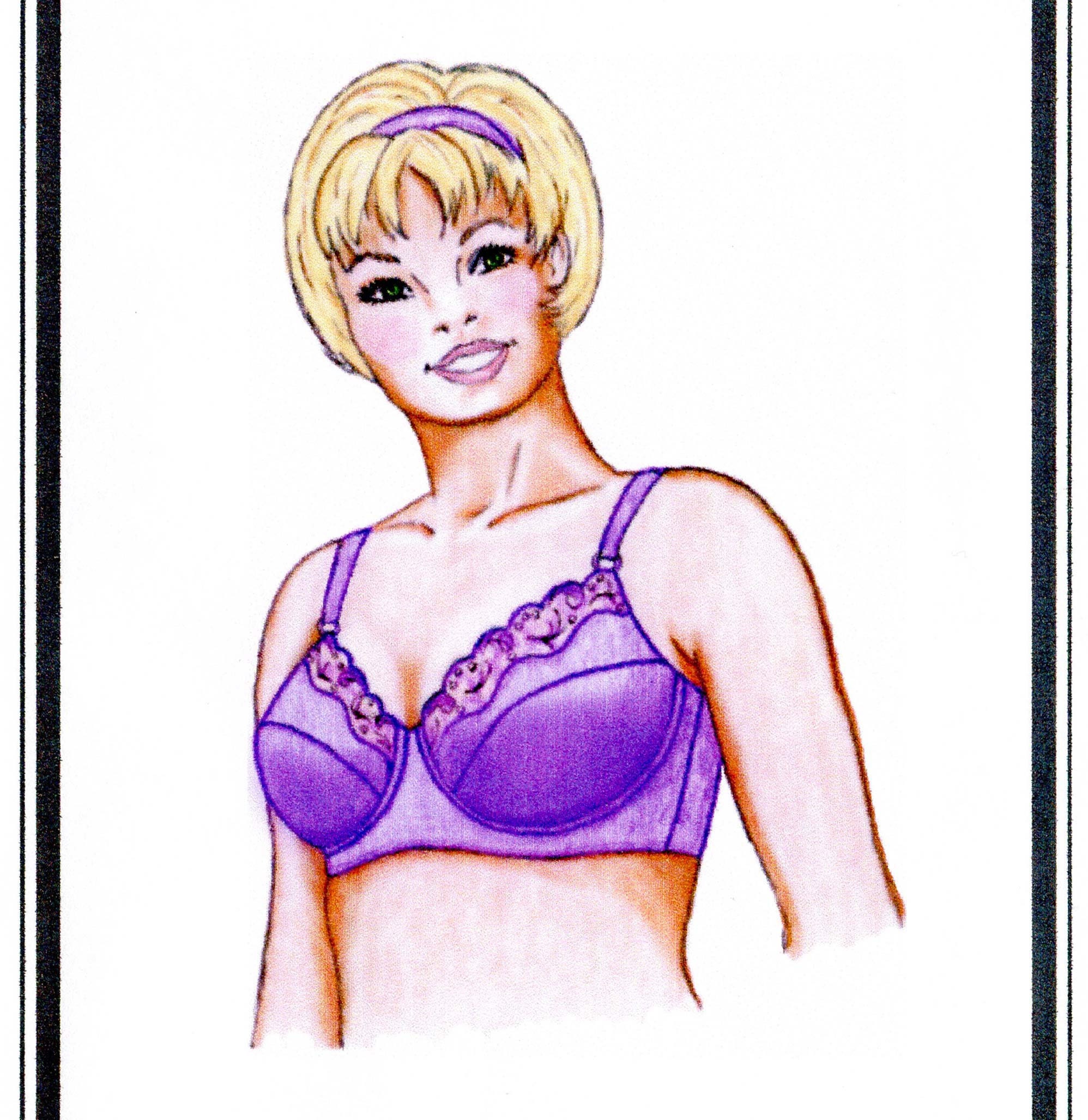 Full-figure Underwire Bra w/Lace Trim size 42C-48FF Elan Sewing Pattern #  520