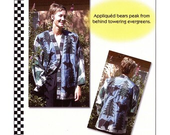 Loose Fit Below Hip Cardigan Style Jacket w/Appliqued Bears & Trees Sewing Pattern sizes XS-5XL Dana Marie Northern Exposure # 1012