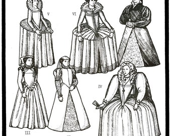 Period Patterns Late Tudor & Elizabethan 1545-1610 era Gowns Sewing Pattern #56 Sizes 8-18 Historic Costumes
