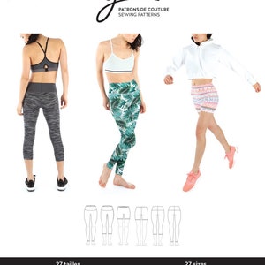 Jalie 3887 Clara High-waisted Leggings in 3 Lengths Sewing Pattern 27 sizes Women & Girls