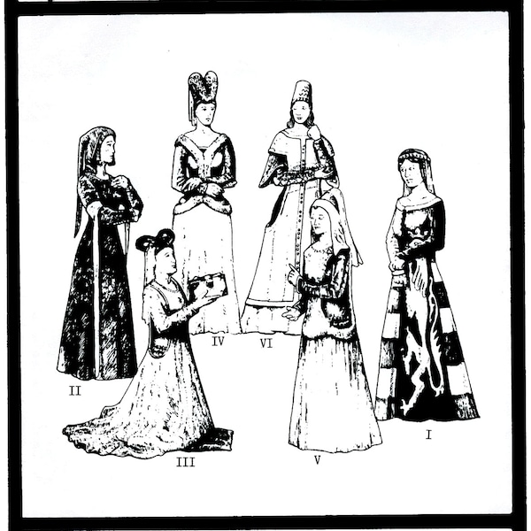 Ladies' Renaissance Cotehardies & Sideless Surcoats sizes 6-20 circa 14th-15th Century  - Period Patterns Sewing Pattern # 21