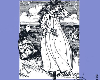 Folkwear 1800s Prairie Dress & Apron Sewing Pattern # 201 sizes XS-3XL - Historic Ankle Length Style