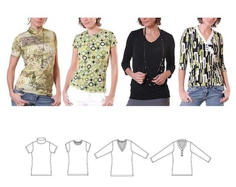 Jalie Women's & Girls' T-Shirts 4 Styles in 27 Sizes Sewing Pattern # 2805