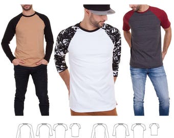 Jalie 3669 Nico Men's & Boys' Raglan Tee Shirt Short, 3/4 and Long Sleeves Sewing Pattern