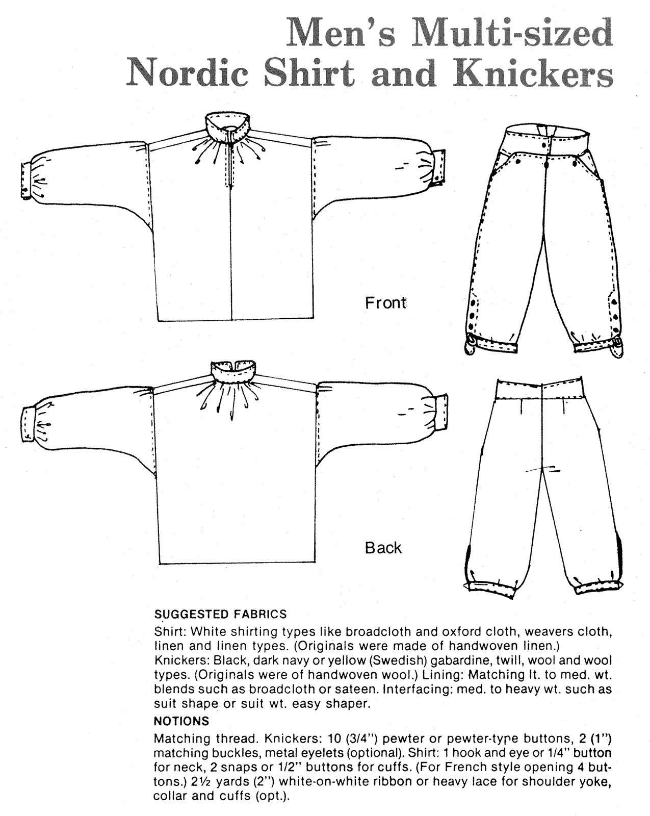 Men's Scandinavian Nordic Style Shirt & Knickers Sewing Pattern