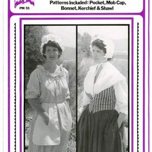 Woman's Cloth Accessories - Bonnet, Mob Cap, Pocket, Kerchief & Shawl - Eagle's View Sewing Pattern # 55