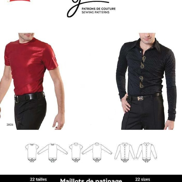 Jalie Men's & Boys' Figure Skating Bodyshirts Sewing Pattern # 2802 in 22 Sizes