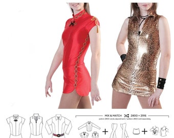 Jalie Figure Skating Dress w/Mandarin or Shirt Collar in 22 Sizes Women & Girls Sewing Pattern 2800