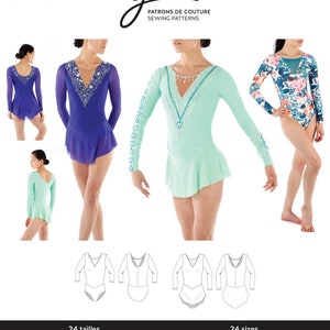 Jalie 3891 Tessa Long-Sleeve Skating Dress & Leotard Sewing Pattern in 24 Sizes Women and Girls