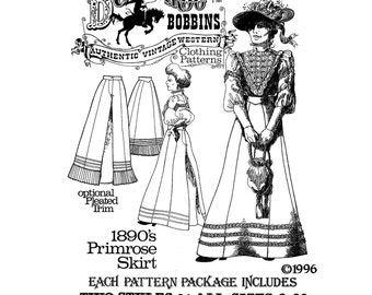 1890's Primrose Skirt sizes 6-22 Buckaroo Bobbins Sewing Pattern - Plain & Pleated Version 7 Gore Skirt