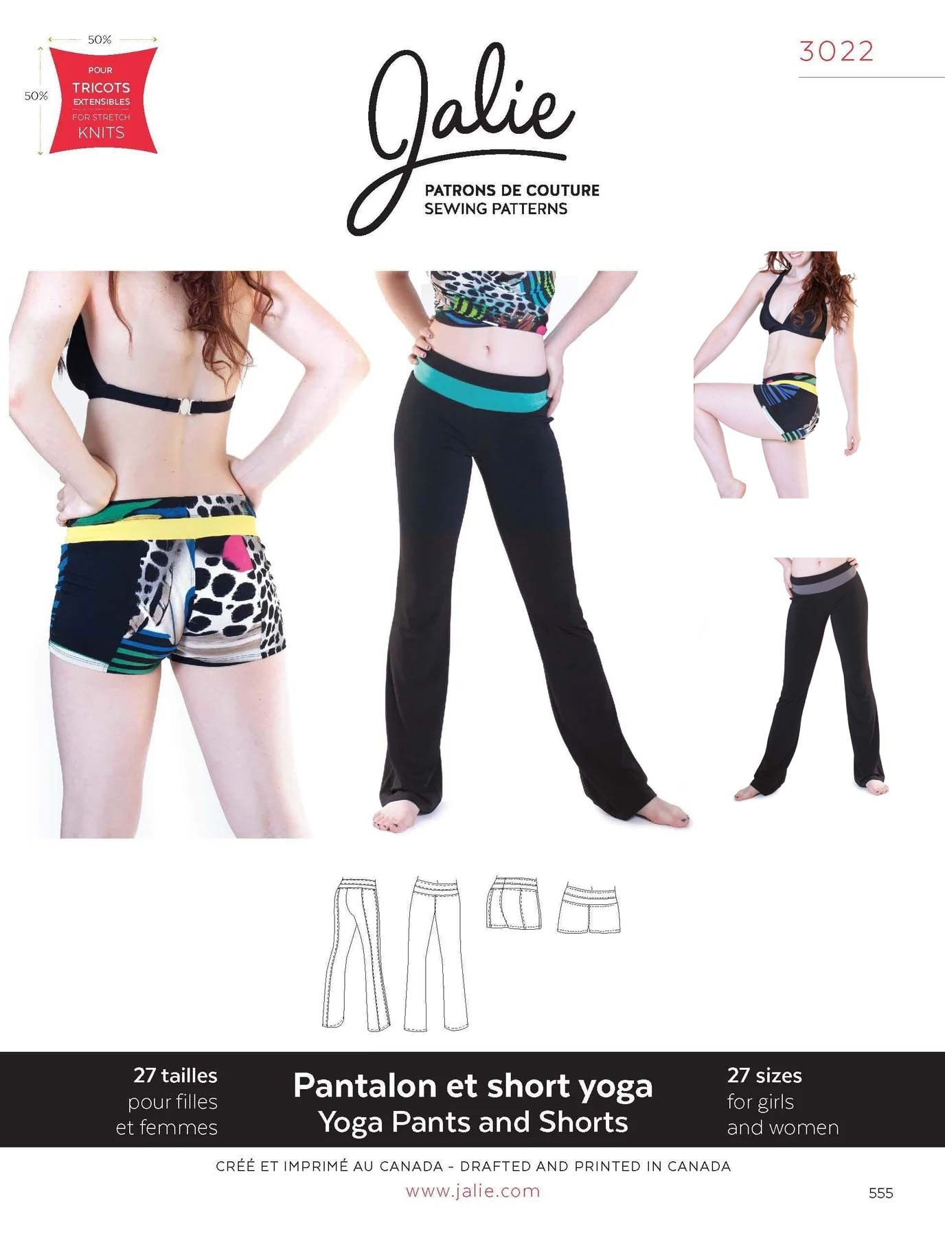 Jalie Yoga Pants and Shorts Sewing Pattern 3022 in 27 Sizes Women & Girls  Gymnastics, Exercise 