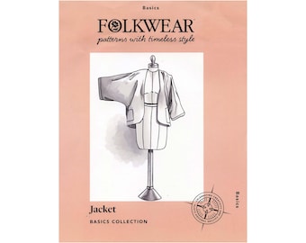 Folkwear Misses Jacket sizes XS-3XL Basics Collection Sewing Pattern