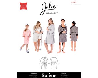 Jalie Solene Lounge Robe Sewing Pattern 4461 in 28 sizes Women XS-2X & Girls (Approximate Age) 2-13