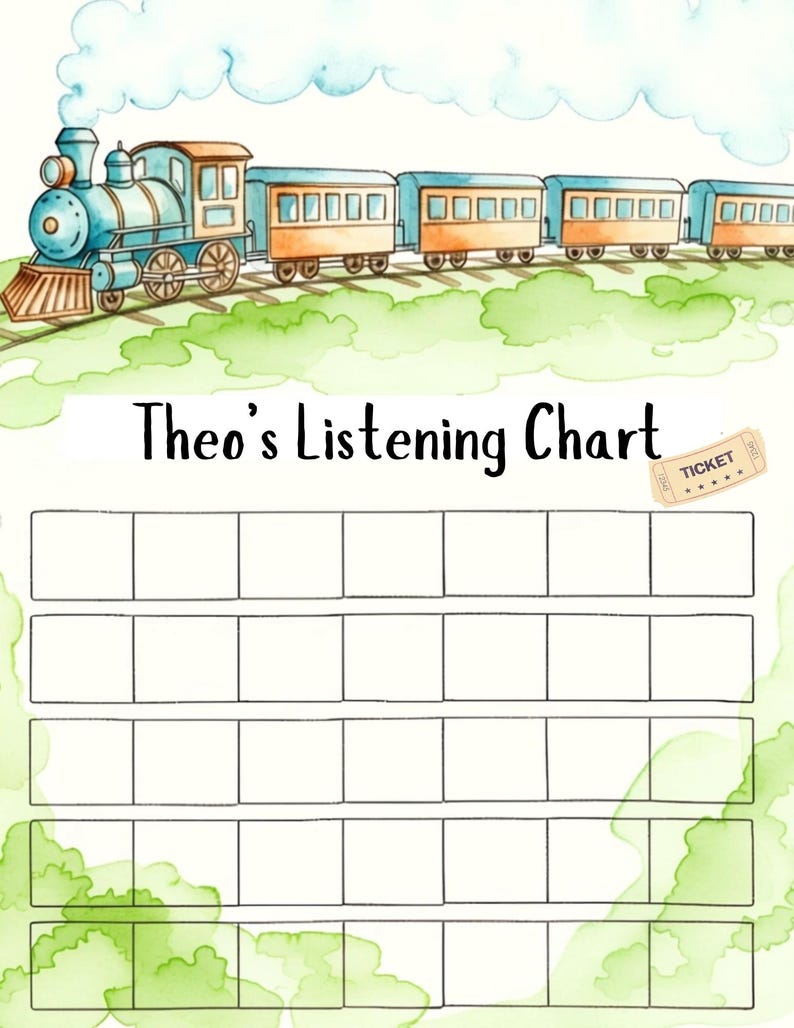 Train Kids Routine Train Watercolor Kids Reward Chart – Printable & Editable - Etsy Canada