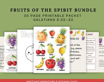 Fruits of the Spirit Kids Activity Bundle • 30 Page Printable PDF• Devotionals,Games, and More!