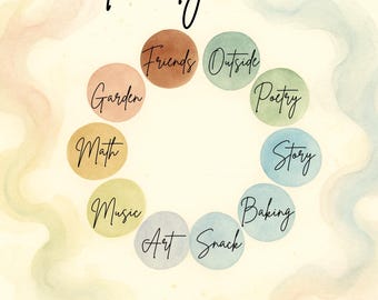 Watercolor Daily Rhythm Chart: Homeschool Schedule, Kids Routine (Digital Canva Template)