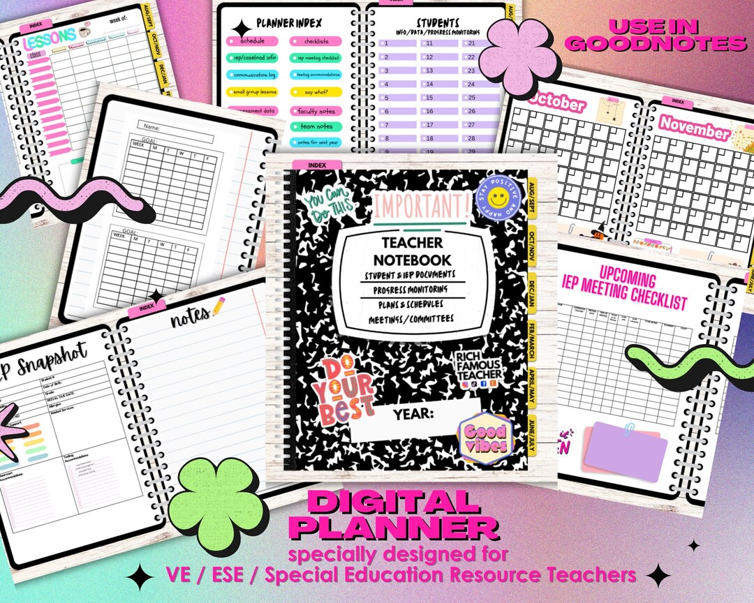 Special Education / VE Resource Teacher Digital Planner for Goodnotes ...