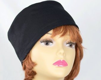 Classic Little Black Hat in Wool | Formal Event or Casual | Jackie O! 50s Style Black Wool Pillbox, Lined