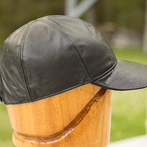 Black leather baseball cap